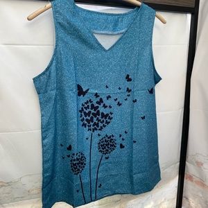 Women’s Floral Butterfly Print Tank Blouse